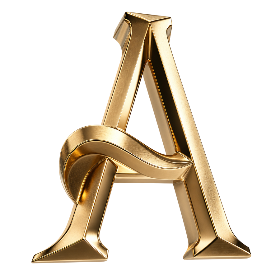 Affluenceerr Technologies sculpted gold monogram